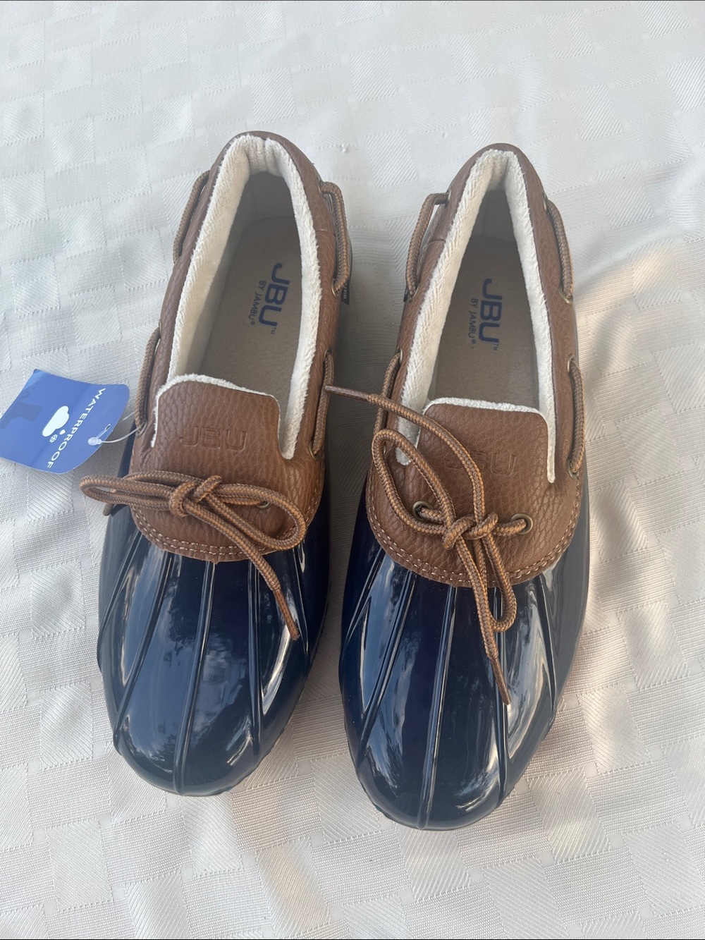 JBU Men’s Brown and Navy Waterproof Boat Shoes